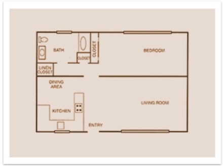 1 Bed 1 Baths floor plan